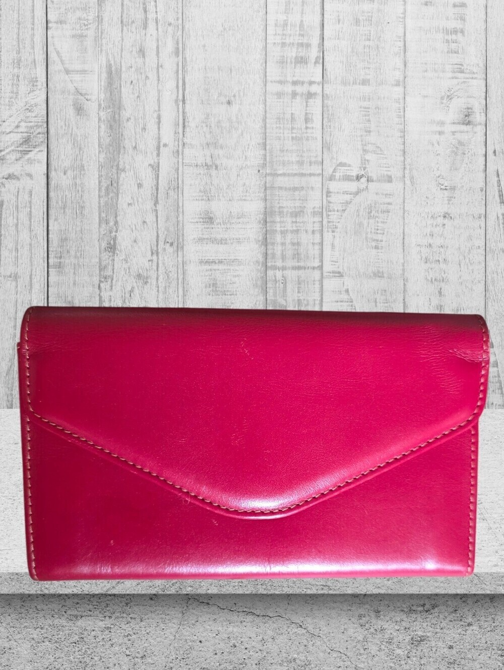 Vintage Red Leather Accordion Wallet Organizer Continental Wallet Retro Clutch